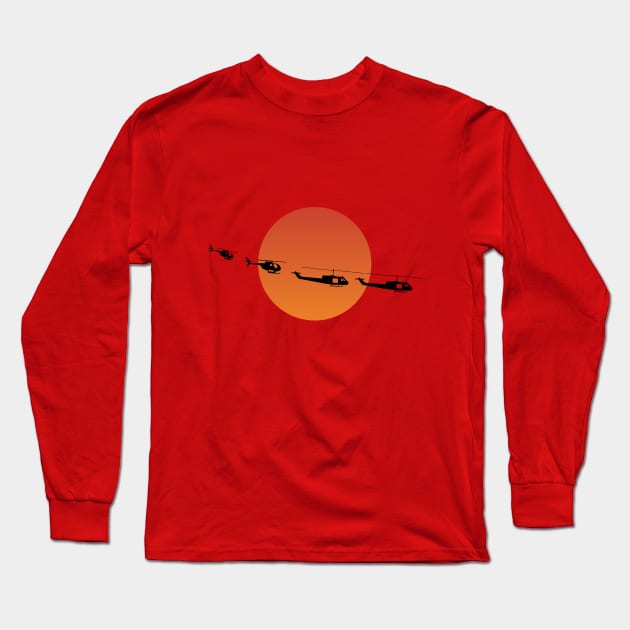 Apocalypse Now Helicopters Illustration Long Sleeve T-Shirt by burrotees